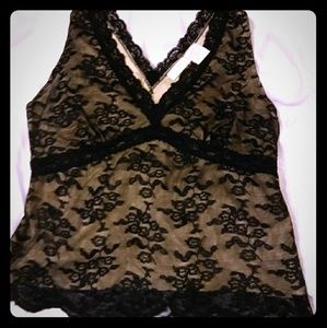 Black and cream lace top